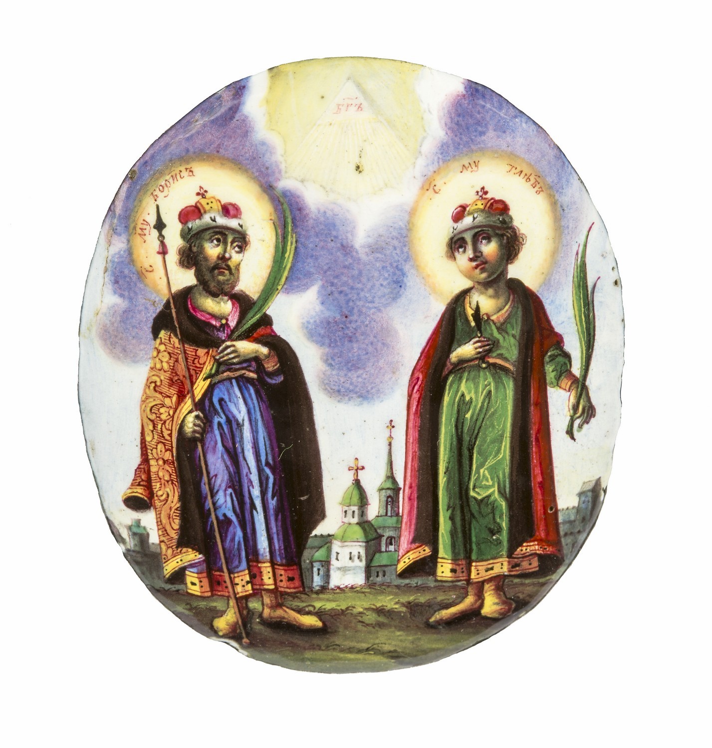 87. Дробница с митры «Святые князья страстотерпцы  Борис и Глеб»