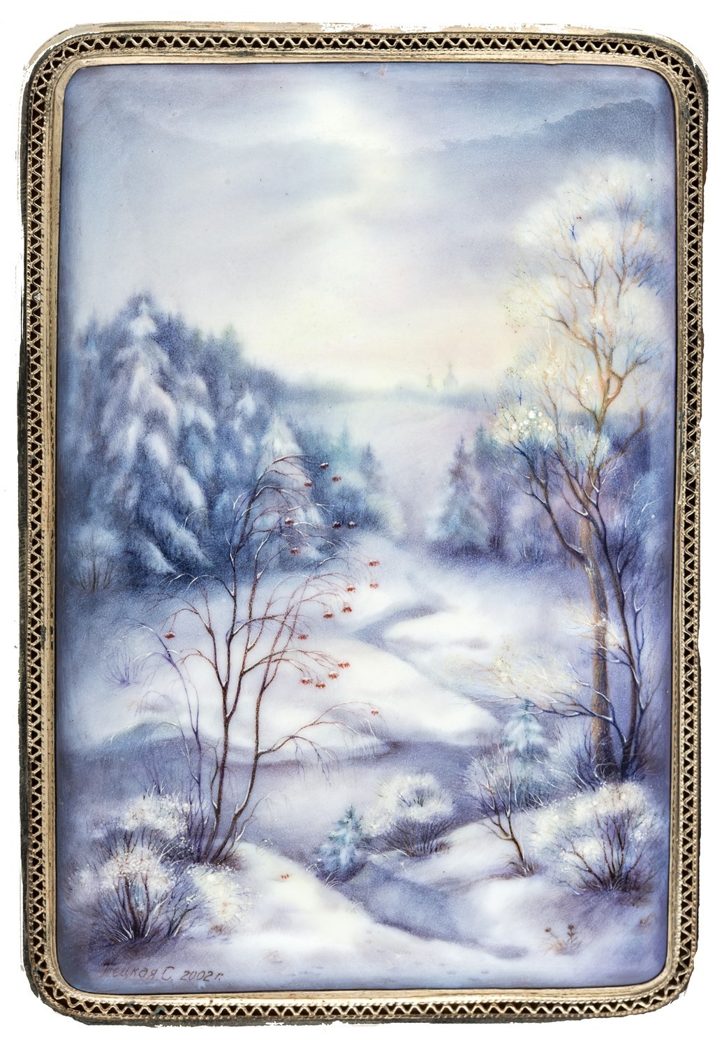 721. С. А. Тецкая, ювелир А. В. Честнов. Миниатюра «Зимнее утро»