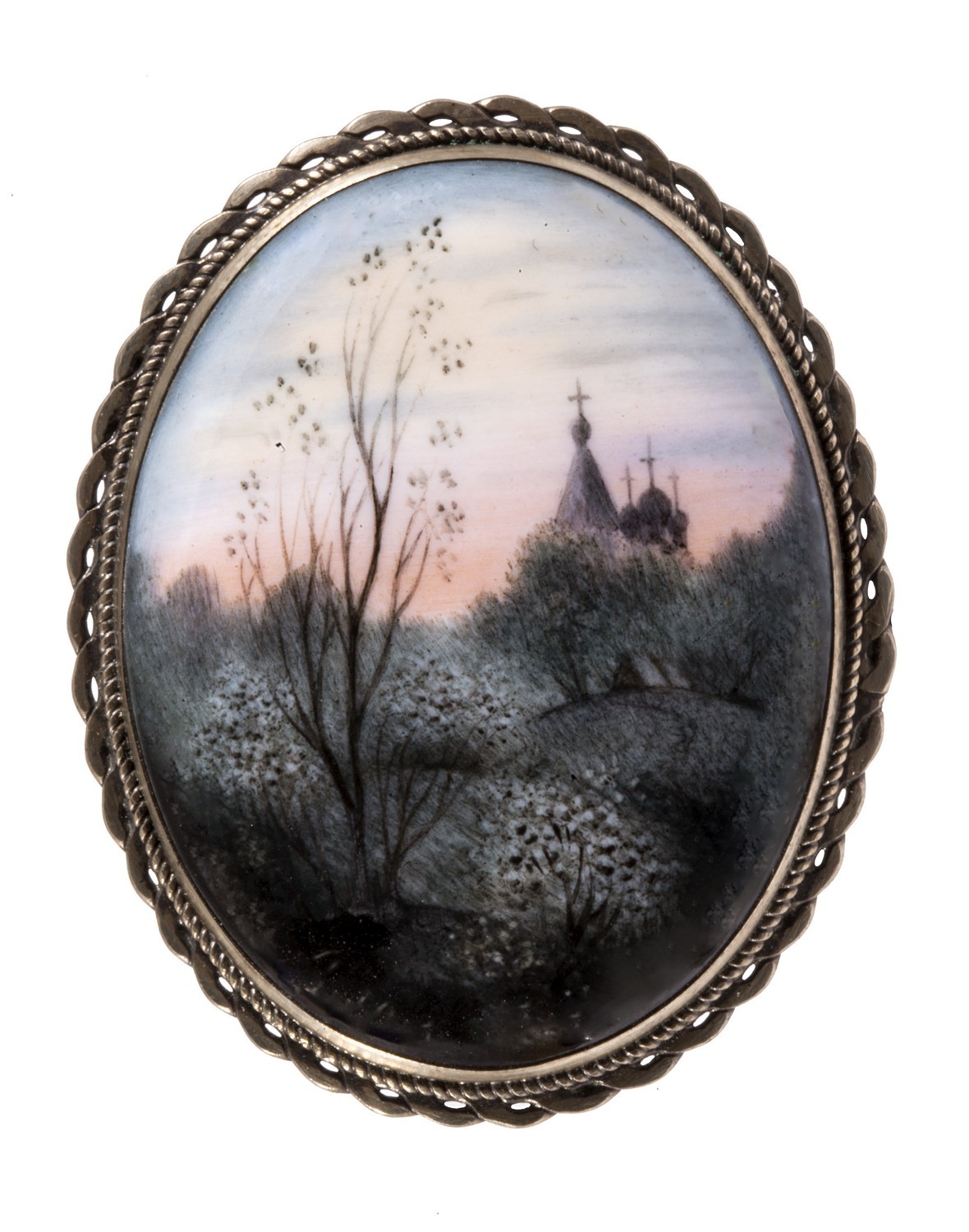 586. А. В. Тихов, ювелир Л. Н. Матакова. Брошь «Вечерняя»