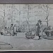Ромашков Ю.И. «Прогулка»; 1957 г.; бумага, карандаш; 18,4х26,4 см